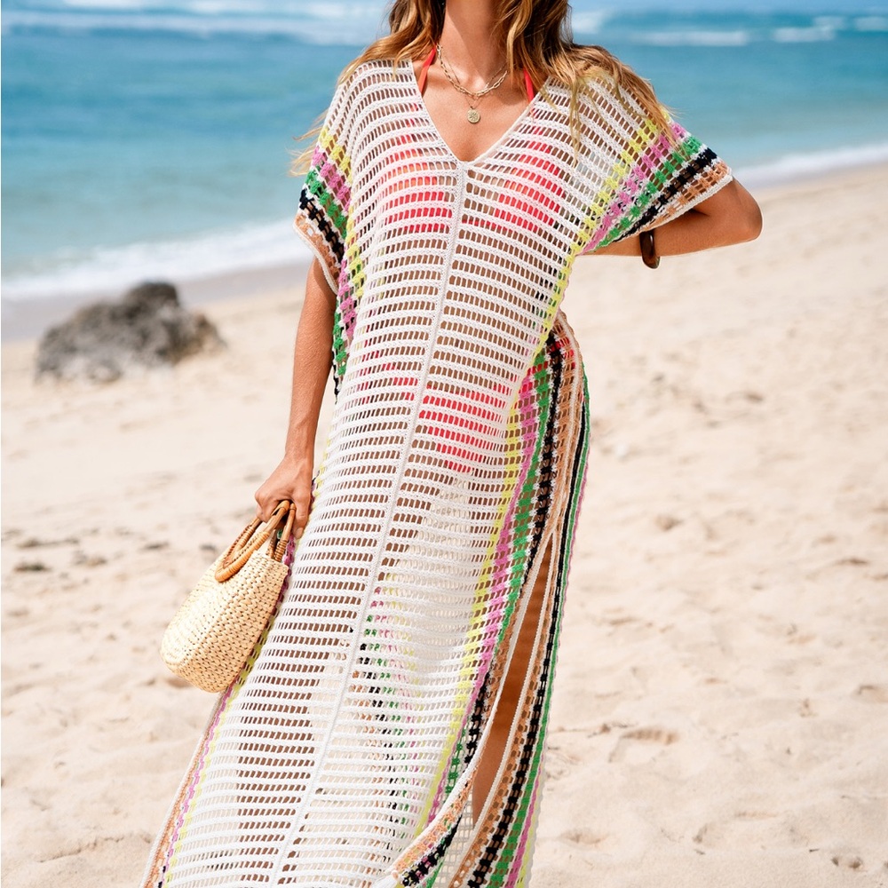Colorful Striped Beach Cover-Up